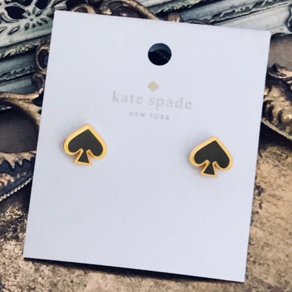 KATE SPADE • Black Everyday Spade Enamel Earrings - Picture 2 of 4